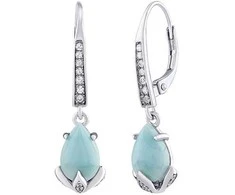 Silvego Clarissa Sterling Sidabrinis auskarai su tikru Larimar ir Brilliance Zirconia JJJ1267ELR