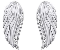 Silvego Glittering sidabrinis auskarai Angel sparnai su cirkoniais Lasha FW10187E