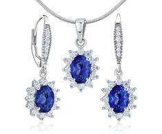 Silvego JJJE766SA Sidabrinis Sapphire Set (Earrings, Pendant)