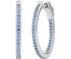 Silvego MILLA 22mm Sidabrinis Hoop Earrings with Mėlyna Sapphire JJJE0106ELB