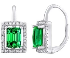 Silvego PALOMA sidabrinis earrings with žalias zircon LPSPE0455G