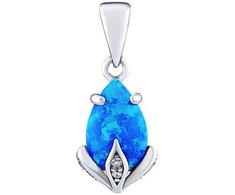 Silvego Sidabrinis Clarissa Pendant with Mėlyna Opal and Brilliance Zirconia JJJ1267PB