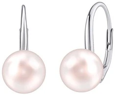 Silvego Sidabrinis auskarai su šviesiai rožiniu perlu Swarovski ® Crystals VSW015ELPS