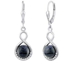 Silvego Sidabrinis earrings with mėlynas sunstone JST14710EBG