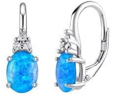 Silvego Sidabrinis earrings with mėlynas synthetic opal Olivia LPS1508M