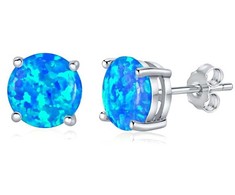 Silvego Sidabrinis earrings with mėlynas synthetic opal JJJEB302004