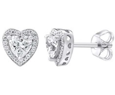 Silvego Sidabrinis širdies auskarai su Swarovski ® Zirconia MWE02140