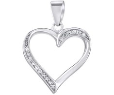 Silvego Sidabrinis Heart pakabukas su skaidriais cirkoniais LPS2091