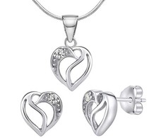 Silvego Sidabrinis rinkinys JJJS659 Shimmering Heart (auskarai, pakabukas)