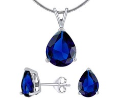 Silvego Sidabrinis set with dark mėlynas crystal glass JJJS4TM5 (earrings, pendant)
