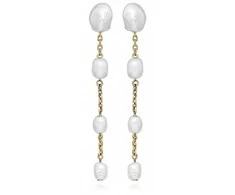 Silver Cat Sidabrinis Cat Delicate auksiniu dengti auskarai su tikrais perlais SC514
