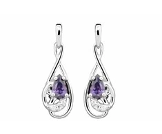 Silver Cat Sidabriniai Cat Fashion auskarai su ametistu cirkoniu SC403