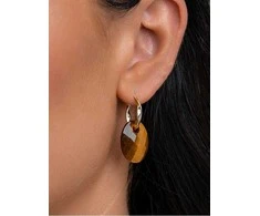 Sparkling EAGEM09-MO oval tiger eye earring pendants