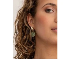 Sparkling EAGEM61-MO žalias jade oval earring pendants