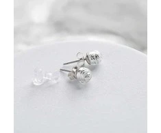 Lampglas Moon Nude earrings with sterling sidabrinis ENM4/AG/RHO-PU