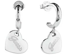 Plieniniai auskarai su širdies pakabukais Vintage Guess JUBE05151JWRHWHT/U