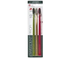 Swissdent Profi Colours minkštas vidutinio dydžio dantų šepetėlis 2 vnt. + 1 vnt.