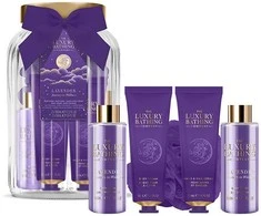 The Luxury Bathing Kūno priežiūros dovanų rinkinys stikliniame indelyje Levandos 5 vnt