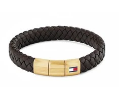Tommy Hilfiger Ruda odinė apyrankė su paauksuota sagtimi 2790671