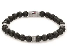 Tommy Hilfiger Černý korálkový náramek su lávového kamene 2790435