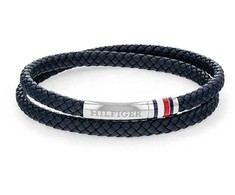 Tommy Hilfiger Dark mėlynas leather bracelet with steel clasp 2790549