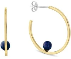 Tommy Hilfiger Paauksuoti apskritimai su lapis lazuli pusbrangiais karoliukais 2780966