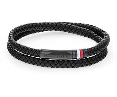 Tommy Hilfiger Juodas leather bracelet with steel clasp 2790552