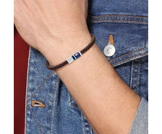Tommy Hilfiger Juodos odos apyrankė su plienine sagtimi 2790293