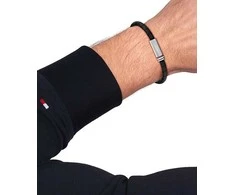 Tommy Hilfiger Juoda vyriška apyrankė iš dirbtinės odos su raštuota virvele 2790704