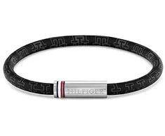 Tommy Hilfiger Juoda vyriška apyrankė iš dirbtinės odos su raštuota virvele 2790704