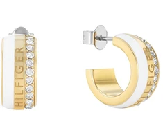 Tommy Hilfiger Luxusní bicolor náušnice kruhy s krystaly 2780624