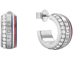 Tommy Hilfiger Prabangūs plieniniai lanko auskarai su kristalais 2780623