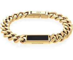 Tommy Hilfiger Nadčasový pozlacený náramek s onyxem 2790539