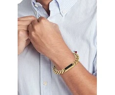 Tommy Hilfiger Nadčasový pozlacený náramek s onyxem 2790539