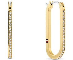 Tommy Hilfiger Ovalūs paauksuoti auskarai su kristalais Dog Tag 2780866