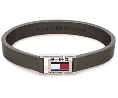 Tommy Hilfiger Šedý kožený náramek s ocelovým zapínáním 2790428