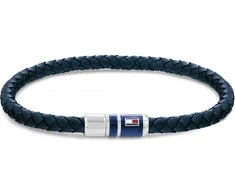 Tommy Hilfiger Tamsiai mėlyna odinė apyrankė su plieniniu užsegimu 2790294