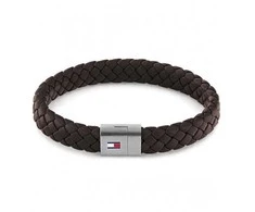 Tommy Hilfiger Tamsiai ruda odinė apyrankė su plieniniu užsegimu 2790330