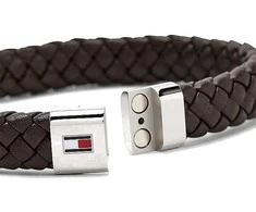 Tommy Hilfiger Tamsiai ruda odinė apyrankė su plieniniu užsegimu 2790330