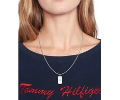 Tommy Hilfiger Moteriškas plieno karoliai su kristalais šuns etikete 2780861