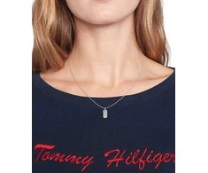 Tommy Hilfiger Moteriška plieninė kaklo žyma su kristalais šuns žyma 2790483