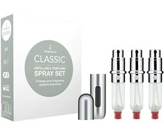 Travalo Classic HD SET Sidabrinis pildomų kvepalų buteliukų (atomaizerių) rinkinys, 3 x 5 ml