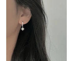 Troli Asymmetric earrings Star and moon with zircons