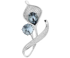 Troli Beautiful brooch with mėlynas crystals Sidabrinis