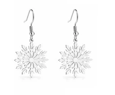 Troli Beautiful steel dangle earrings Snowflakes