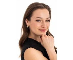 Troli Gražūs paauksuoti plieniniai auskarai Gėlės