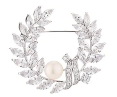 Troli Brooch with synthetic pearl and crystals