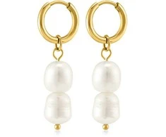 Troli Lovely auksinis plated earrings with genuine pearls 2in1 VAAJDE201861G