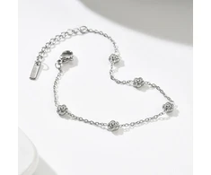 Troli Delicate steel bracelet with flowers Sidabrinis