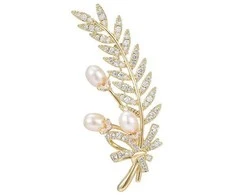 Troli Tender Branch brooch with genuine pearls and crystals Gold